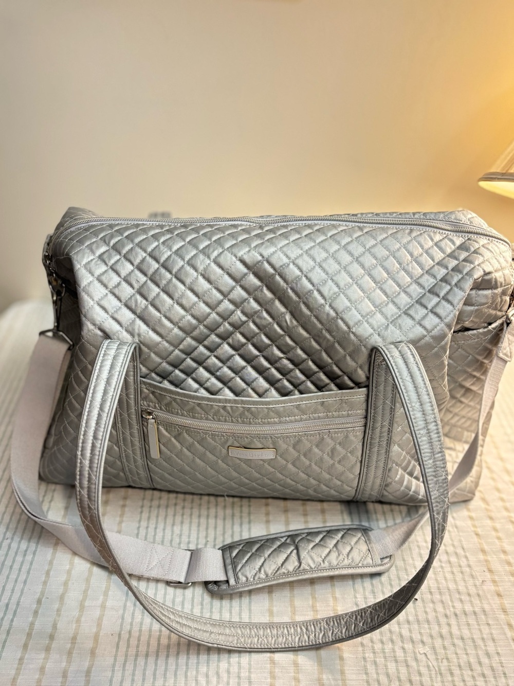 Vera Bradley Quilted Metallic Silver Travel Bag